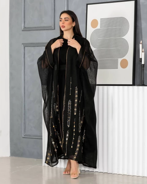 Black Bisht with Hand Shake IB137 Black